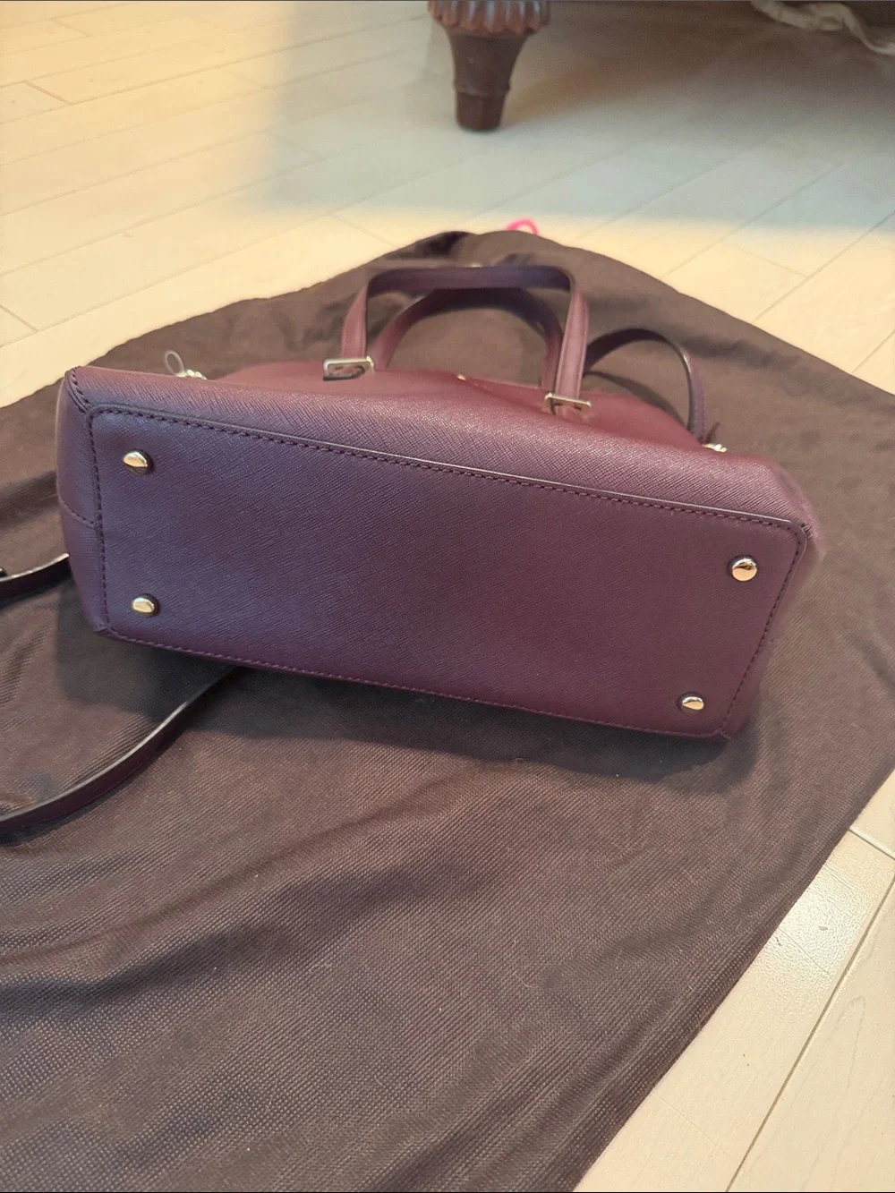 kate spade Plum Leather Dome Satchel with Gold Hardware